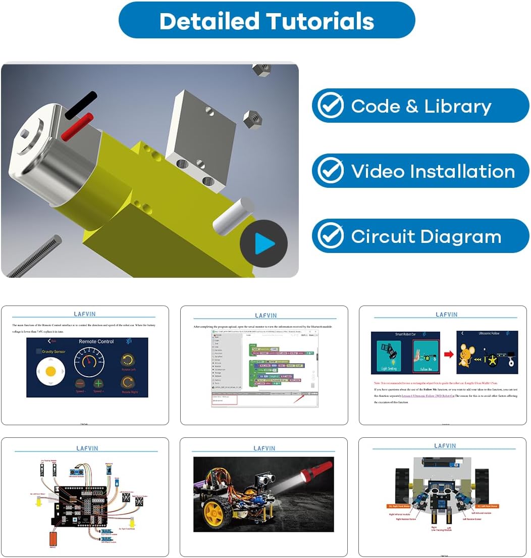 LAFVIN Smart Robot Car 2WD Chassis Kit V2 Ultrasonic Module,Line Tracking Module,IR Remote Control Compatible with Arduino IDE