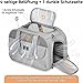 A 4 PET Transportbox Katze, Hundetasche Flugzeug für Kabine/Auto, Leicht Hunde Flugtasche mit patentieren Sicherheit Schnallen/4 Mesh/Aufbewahrungstasche, Grau