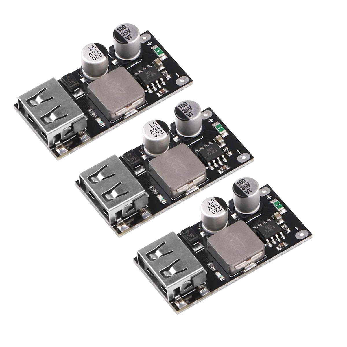 3個DC-DC可変降圧コンバータ6V-32V(12 24V)電源降圧モジュール、QC3.0高速充電、シングルUSB降圧電源コンバータ、IPフォンHua-wei FCP用 (DC-DC可変降圧コンバータ) (DC-DC可変降圧コンバータ)