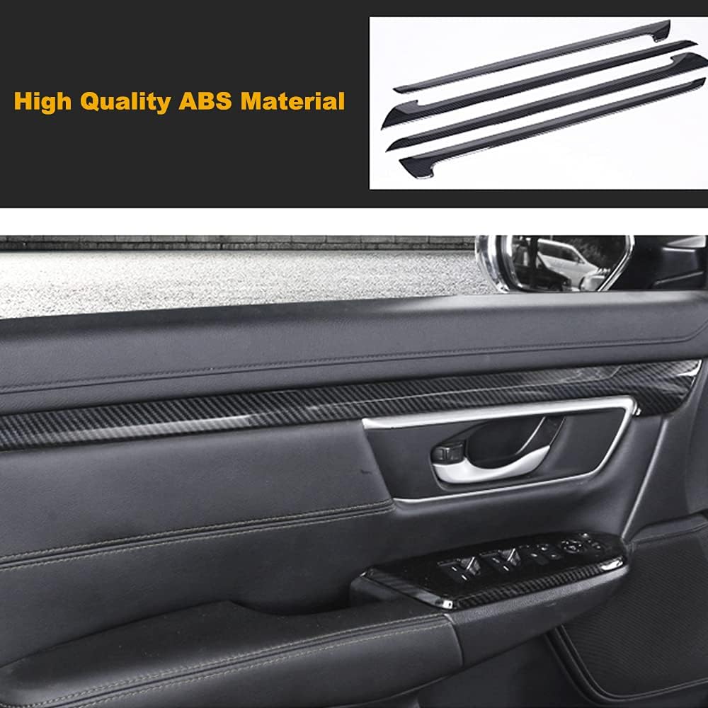 4PCS Interior Door Panel Stripe Cover Automobile Door Moulding Decoration Trim ABS Carbon Fiber Grain Inner Decal Accessories For Honda CRV 2017 2018 2019 2020 2021 2022
