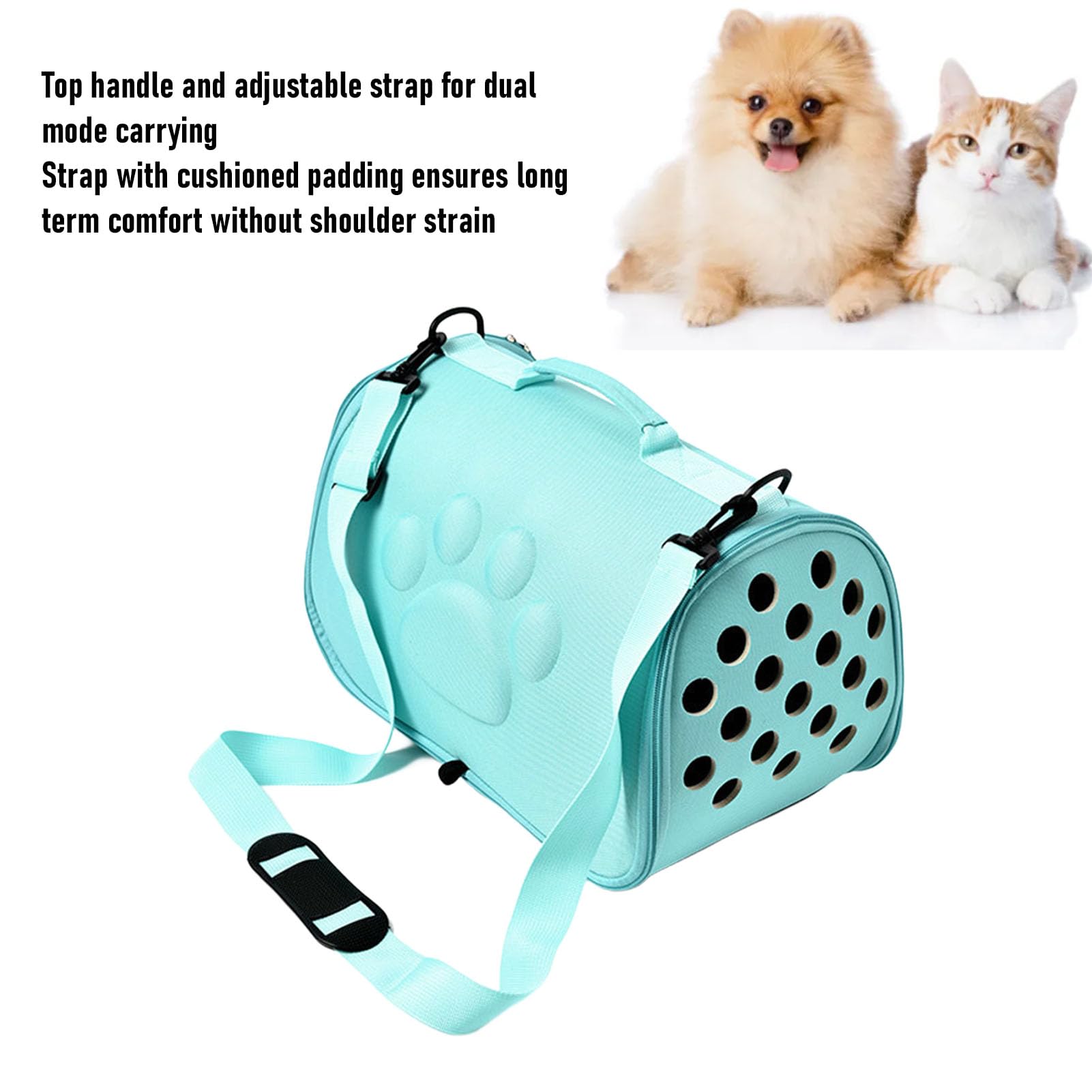 Haofy Transportín para Mascotas EVA, Transpirable, Suave, Transportador de Viaje para Gatos, Perros Pequeños, Bandolera, Portátil, Plegable, con Correa para el Hombro, Gran (L Máximo 7,5 kg)