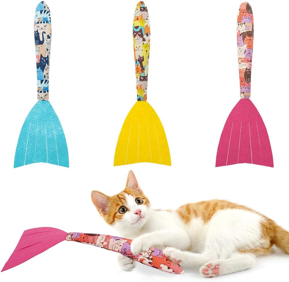 BINGPET Catnip Toys for Indoor Cats - 3 Pack Cat Kicker Toys with Crinkle Paper Inside, Durable Cat Interactive Toys Cute Fish Model…