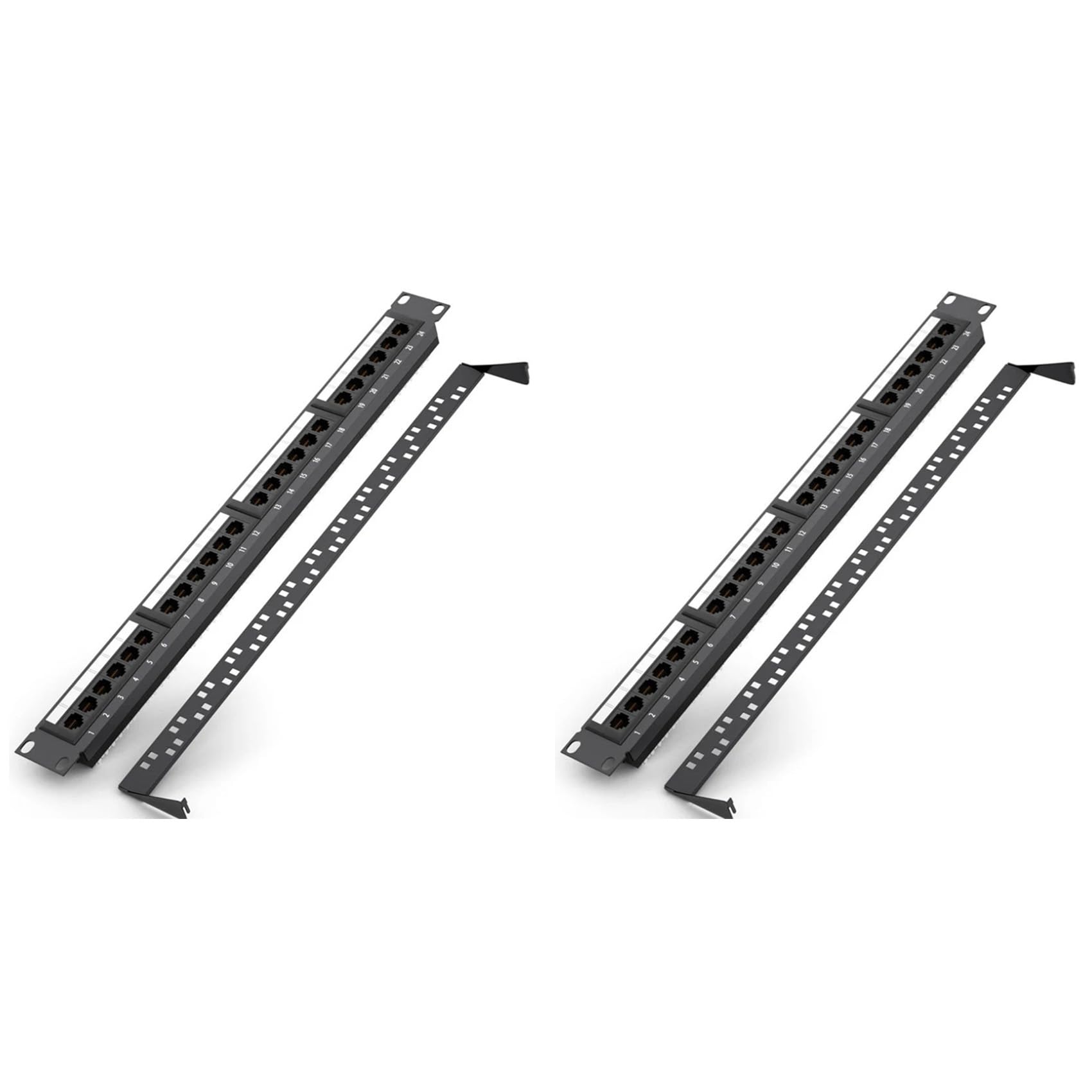 2X Panneau de Brassage CAT6 UTP RJ45 24 Ports 19 Pouces, Cadre de Câble 1U, Plaque Frontale, en Rack 50U Plaqué Or,