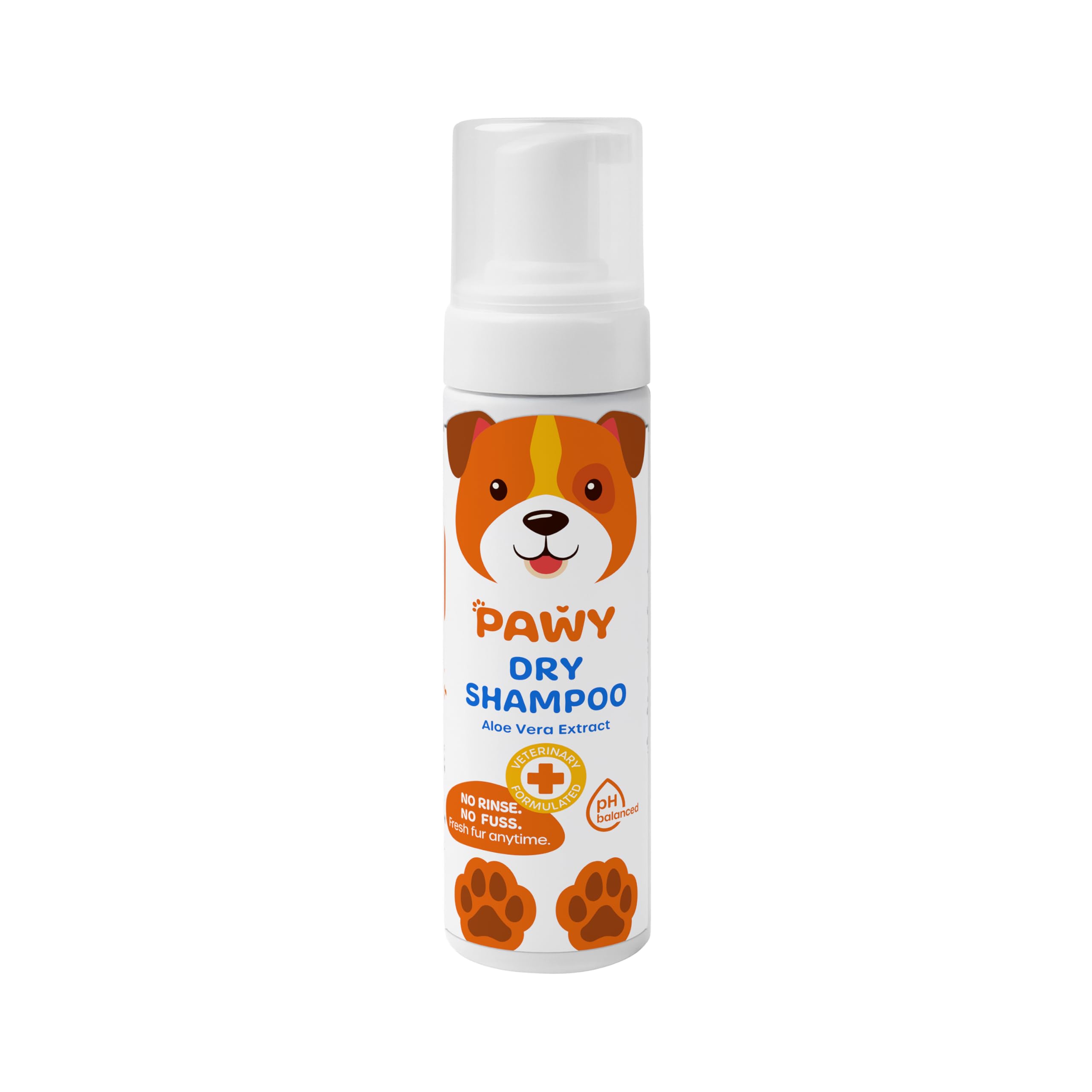 PAWY Dog Dry Shampoo – No Rinse Waterless Foam with Aloe Vera, Puppy Dry Shampoo from 6+ Weeks, Sensitive Skin, Quick Clean Between Washes, 200 ml