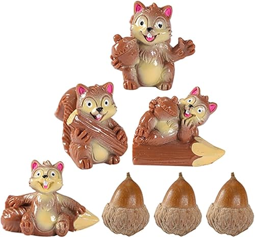 Miniatura 9 de DECHOUS 35 piezas de micro paisajes – manualidades de resina, mini estatuas de animales, pequeñas figuras de ardilla, figuras de animales del bosque