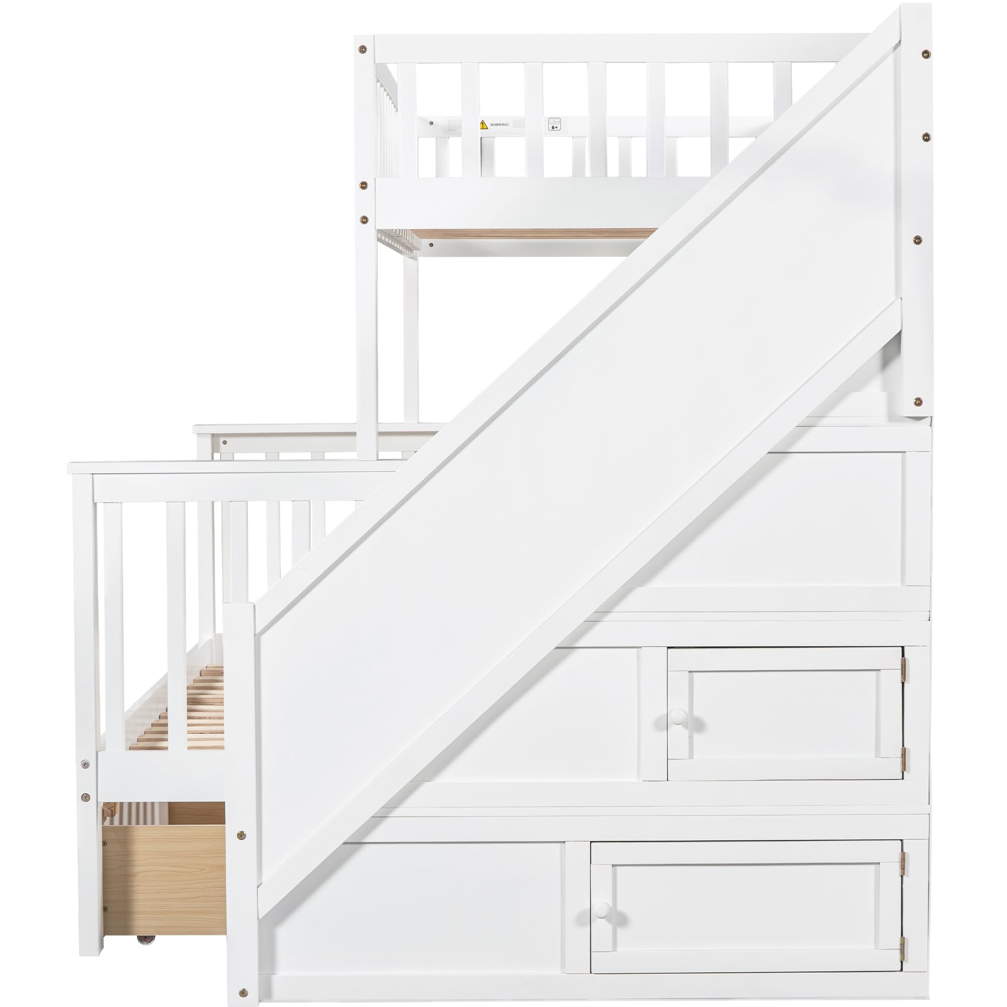 ZYLOYAL10 Kinder-Etagenbett, Doppelbett, 90 * 200, 140 * 200CM Multifunktionales Kinderbett, mit Tafel und Schubladen, ohne Matratze, Weiß,