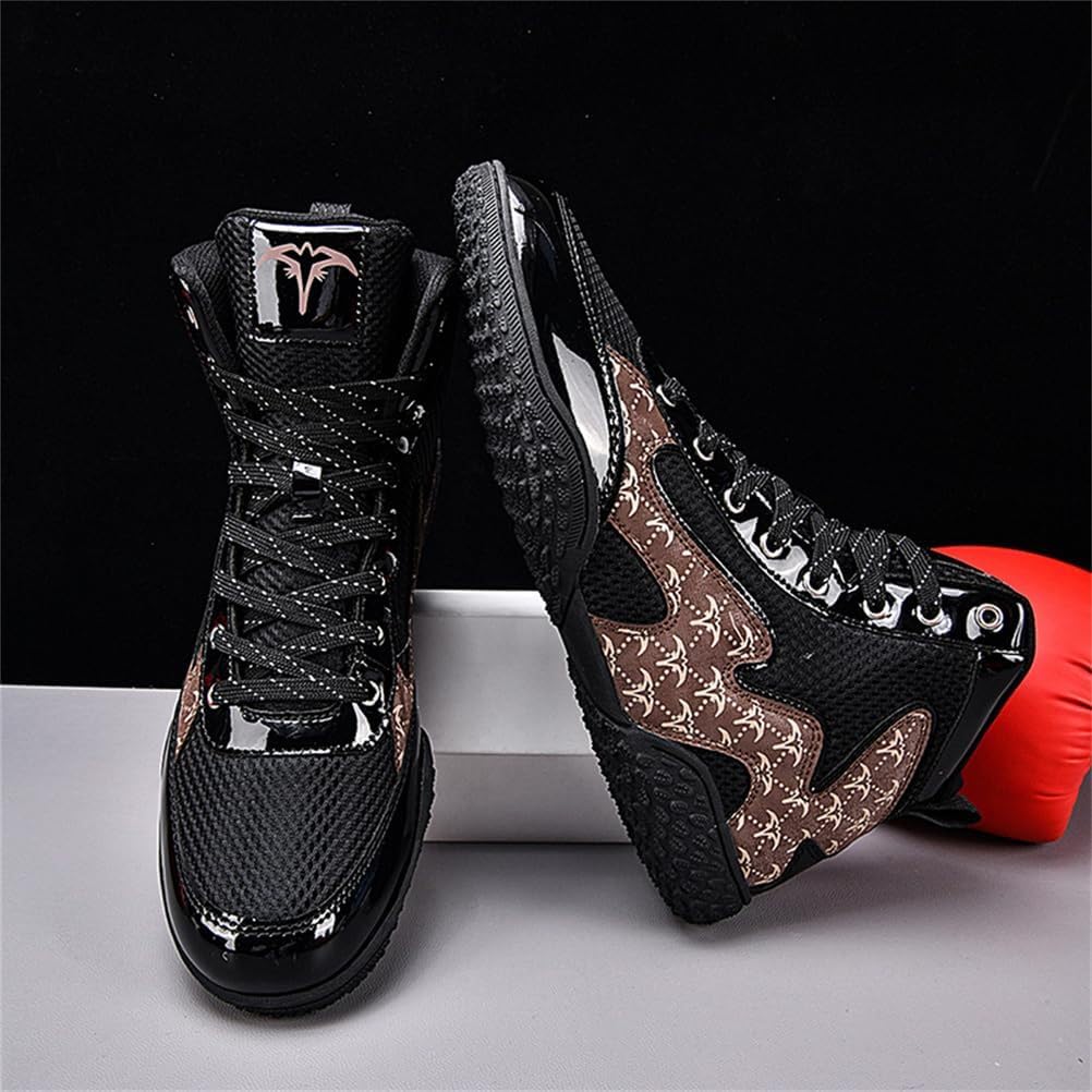 Chaussures de Lutte pour Hommes, antidérapantes, pour entraînement de Kickboxing, Powerlifting, Musculation et haltérophilie,Noir,40 EU