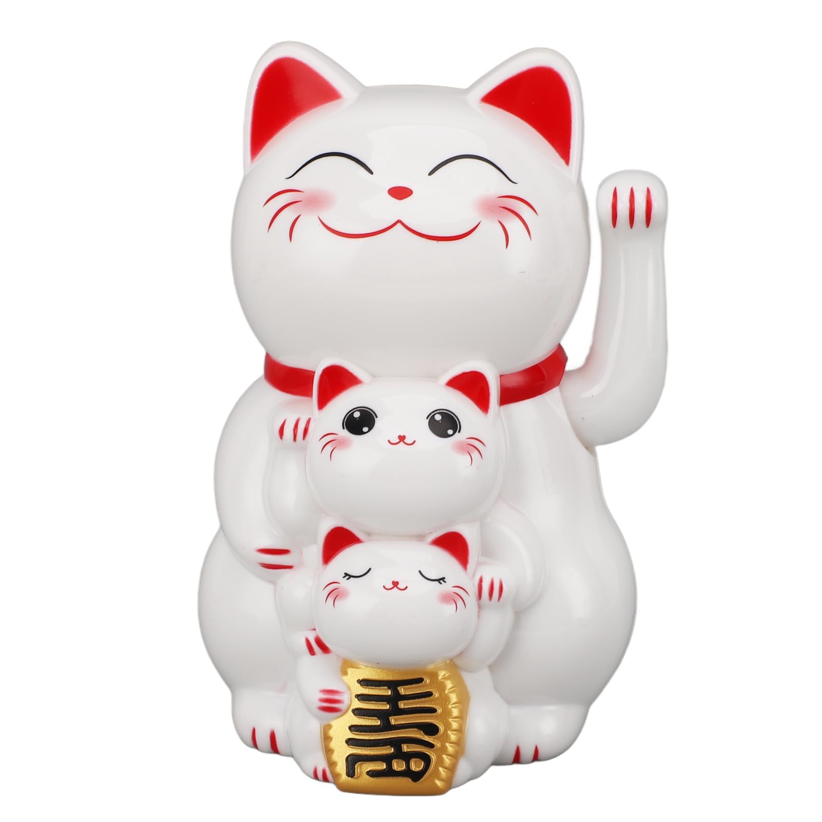 Braccio che agita il gatto fortunato, ornamento Maneki Neko che agita la mano automatico del gatto cinese a energia solare da 4,5 pollici per il desktop dell'auto (Bianco)