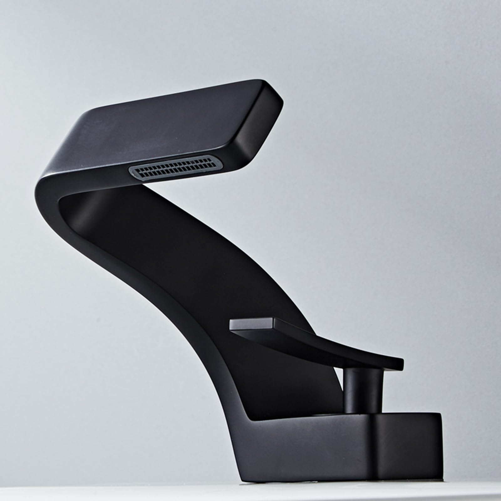 HCFYAUIS Modern Black Brass Waterfall Bathroom Sink Faucet Single Lever Basin Mixer Tap