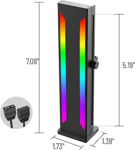 Miniatura 6 de Soporte de GPU RGB, soporte de soporte de tarjeta gráfica de base magnética, soporte deslizante de 5 V y 3 pines GPU Soporte de tarjeta de video
