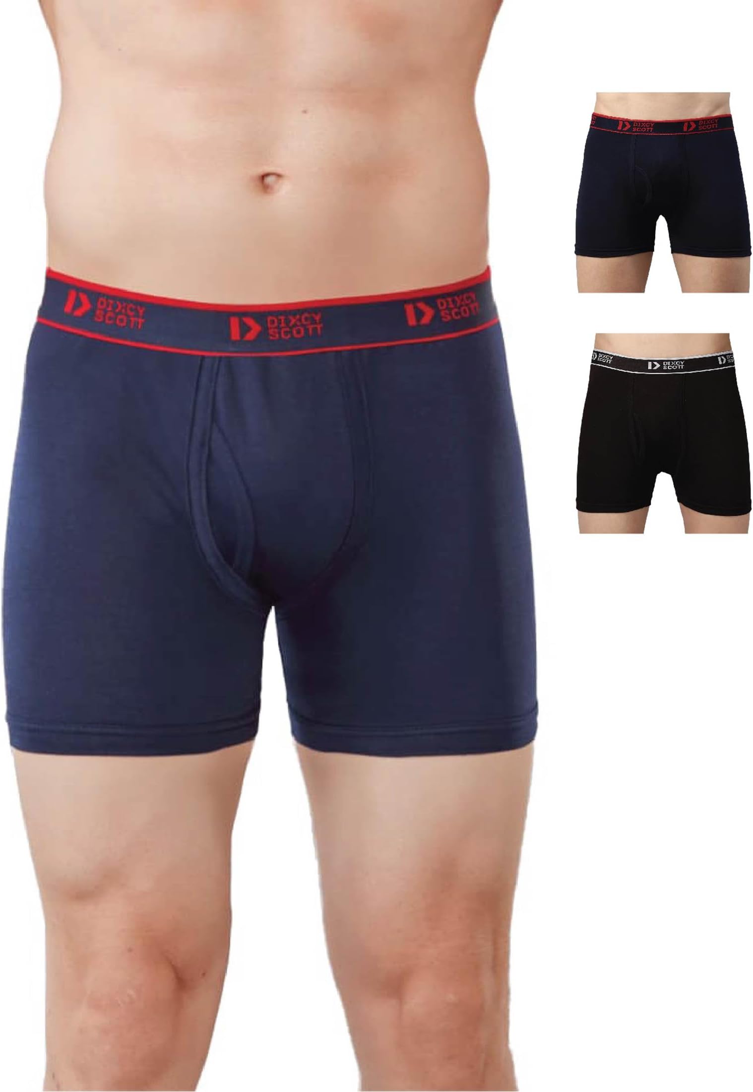 Cross Trunk | Long Leg Trunks for Men | 100% Combed Cotton | Soft, Sweat-Absorbent Waistband | C-Open Front Men's Underwear | Self-Hem Leg Grip Innerwear for Man | Pack of 3
