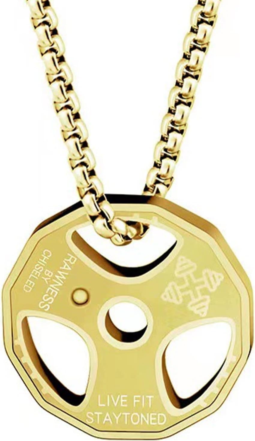 Dumbbell Necklace for Men Women Fitness Gym Weight Plate Barbell Pendant Chain Sports Jewelry
