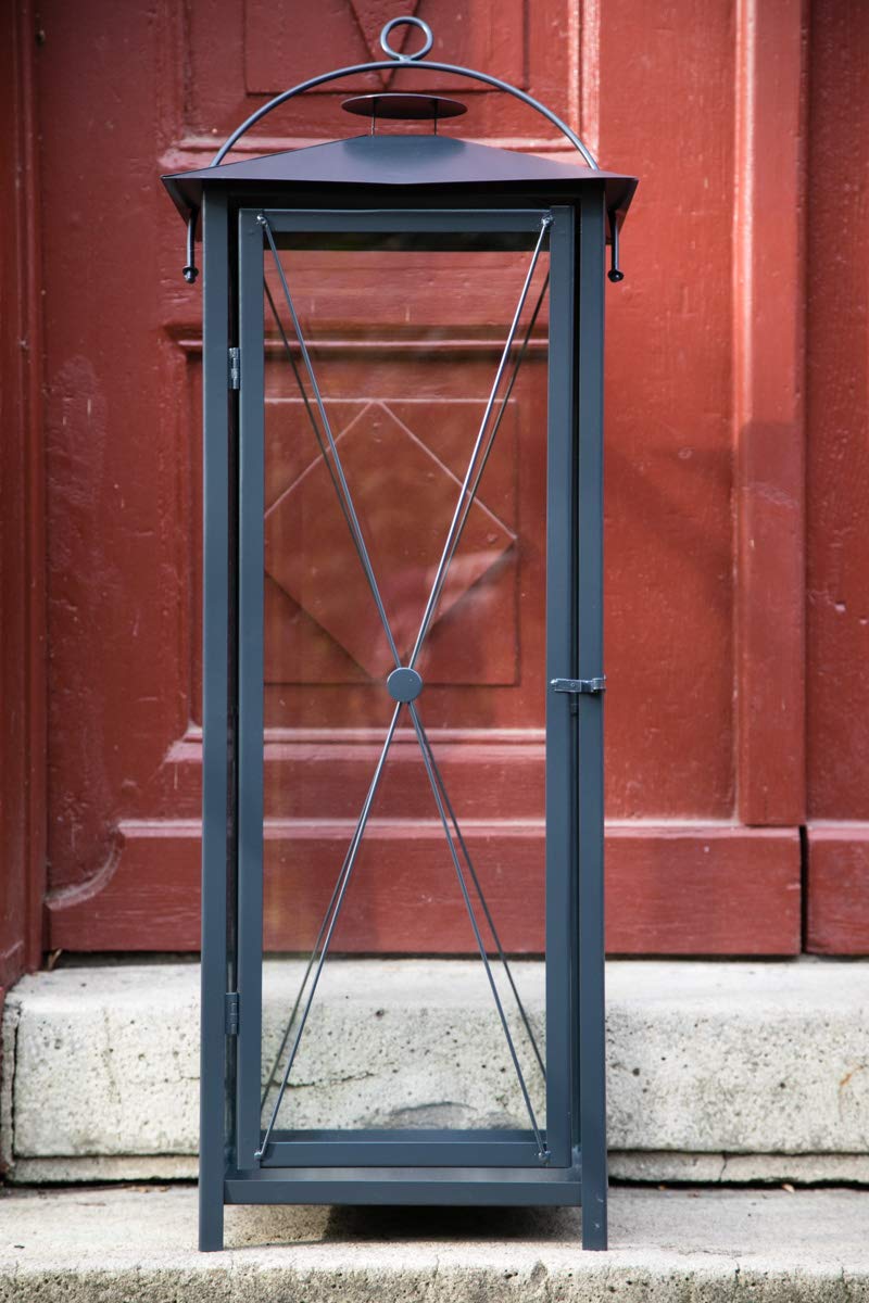 KUHEIGA Große Laterne, Stalllaterne anthrazit stabil, H:100cm, Windlicht, Metalllaterne Küche, Haushalt & Wohnen