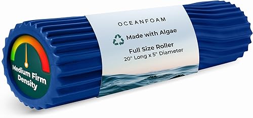 Oceanfoam Tidal Roller - Rodillo de espuma para masaje muscular para dolor de espalda y estiramientos, textura firme y ergonómica de onda ancha,