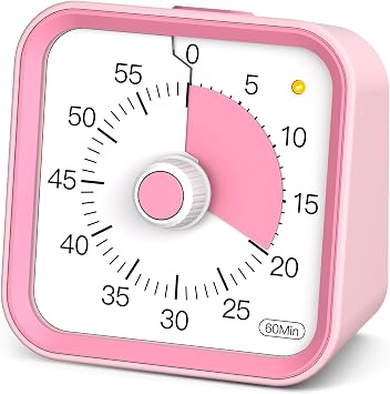 Visual Timer for Kids, Cute Timer with Pause Function, Pink