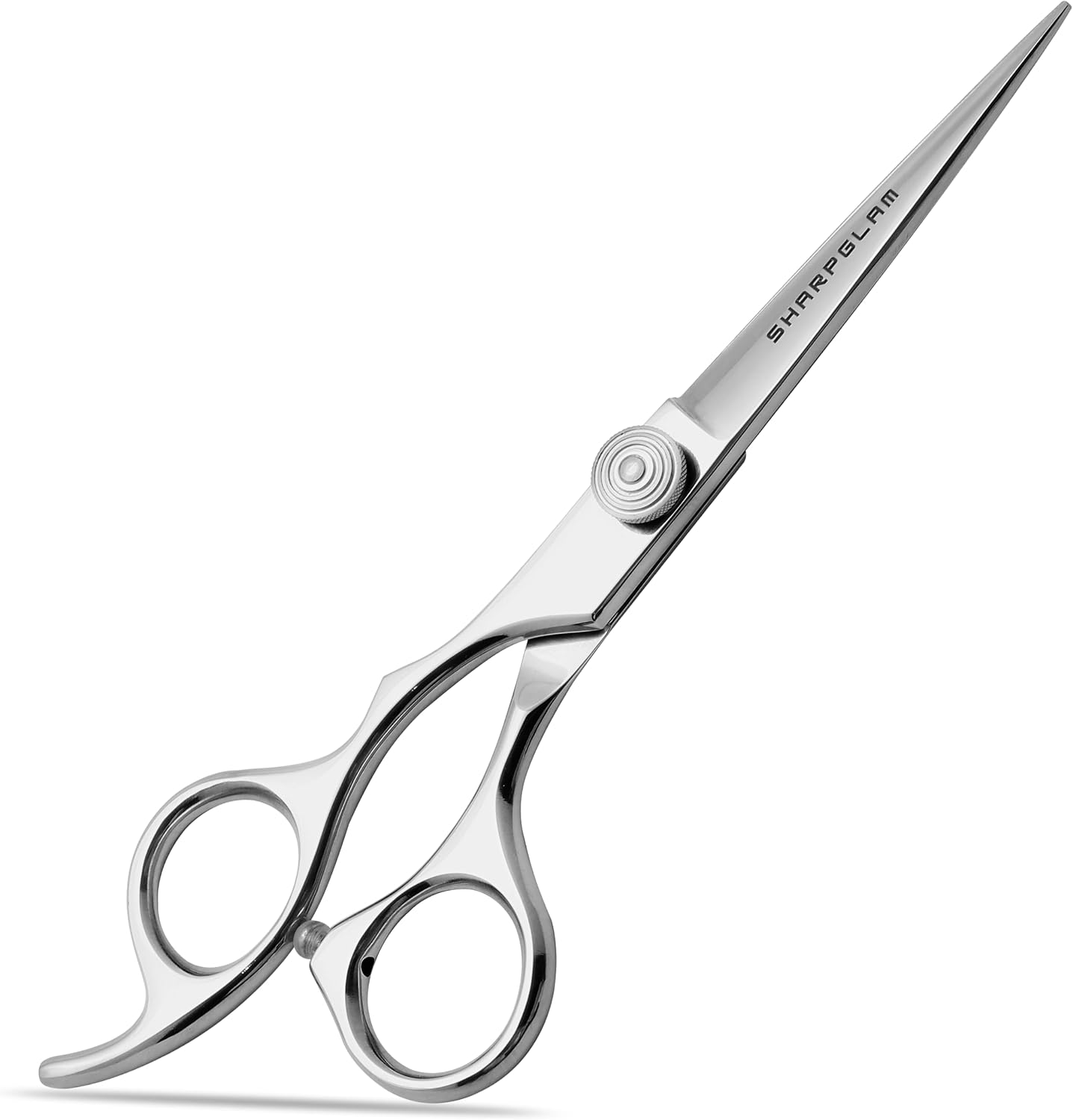 Professional Left-Handed Hair Cutting Scissors 6.5” – Razor Edge Barber Shears for Salon & Home Use, Ergonomic Handle, Mirror Polish Finish | SHARPGLAM