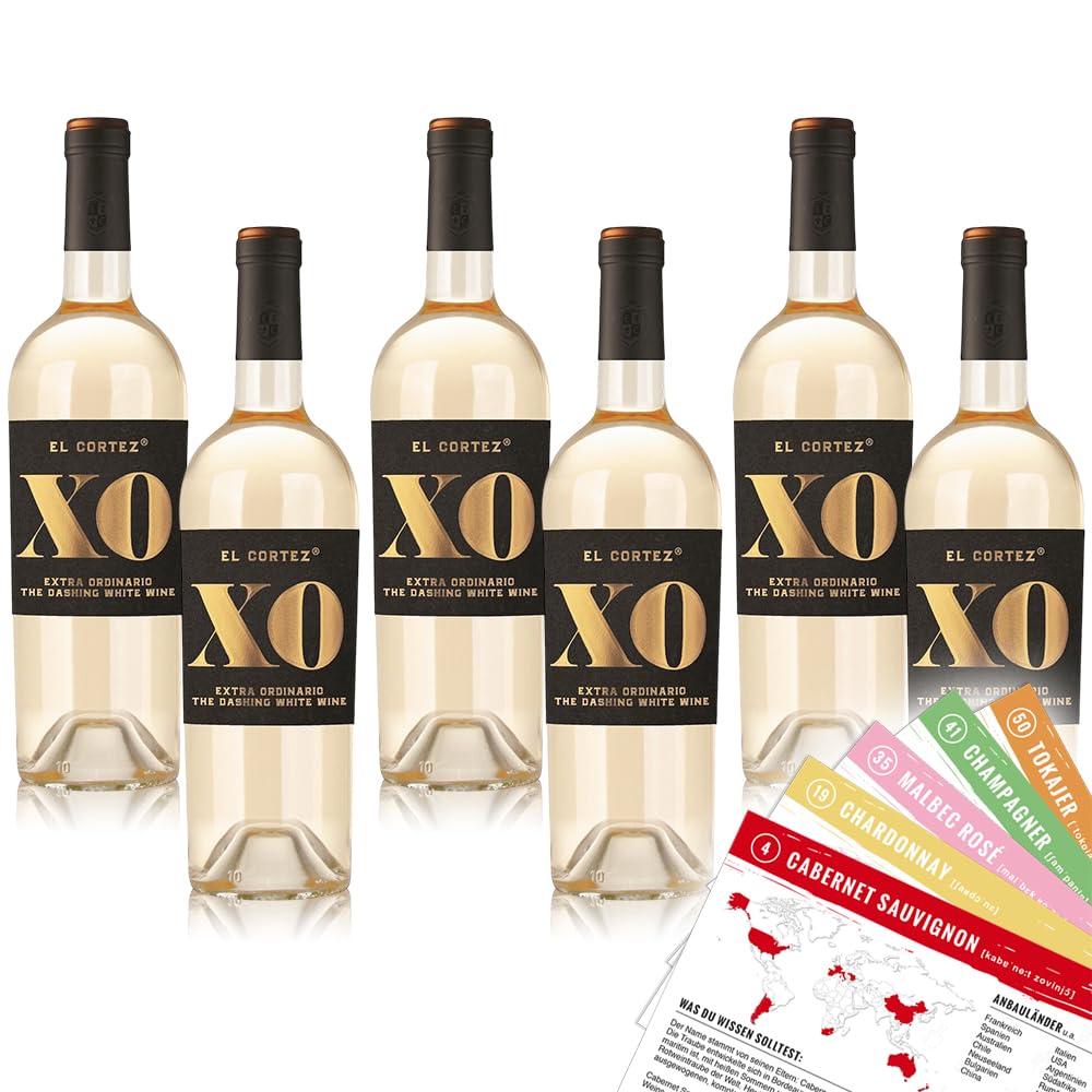 El Cortez XO Blanco, halbtrocken, sortenreines Weinpaket + VINOX Winecards (6x0,75l)