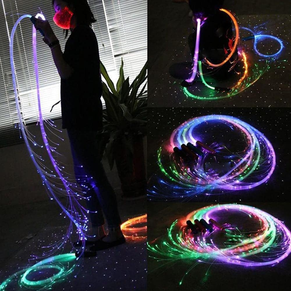 Frusta a Fibra Ottica a LED, Frusta da Ballo, Luce Super Luminosa 36 Modalità Girevole 360 ° per Danza, Feste, Spettacoli Di Luce, Festival Musicali EDM