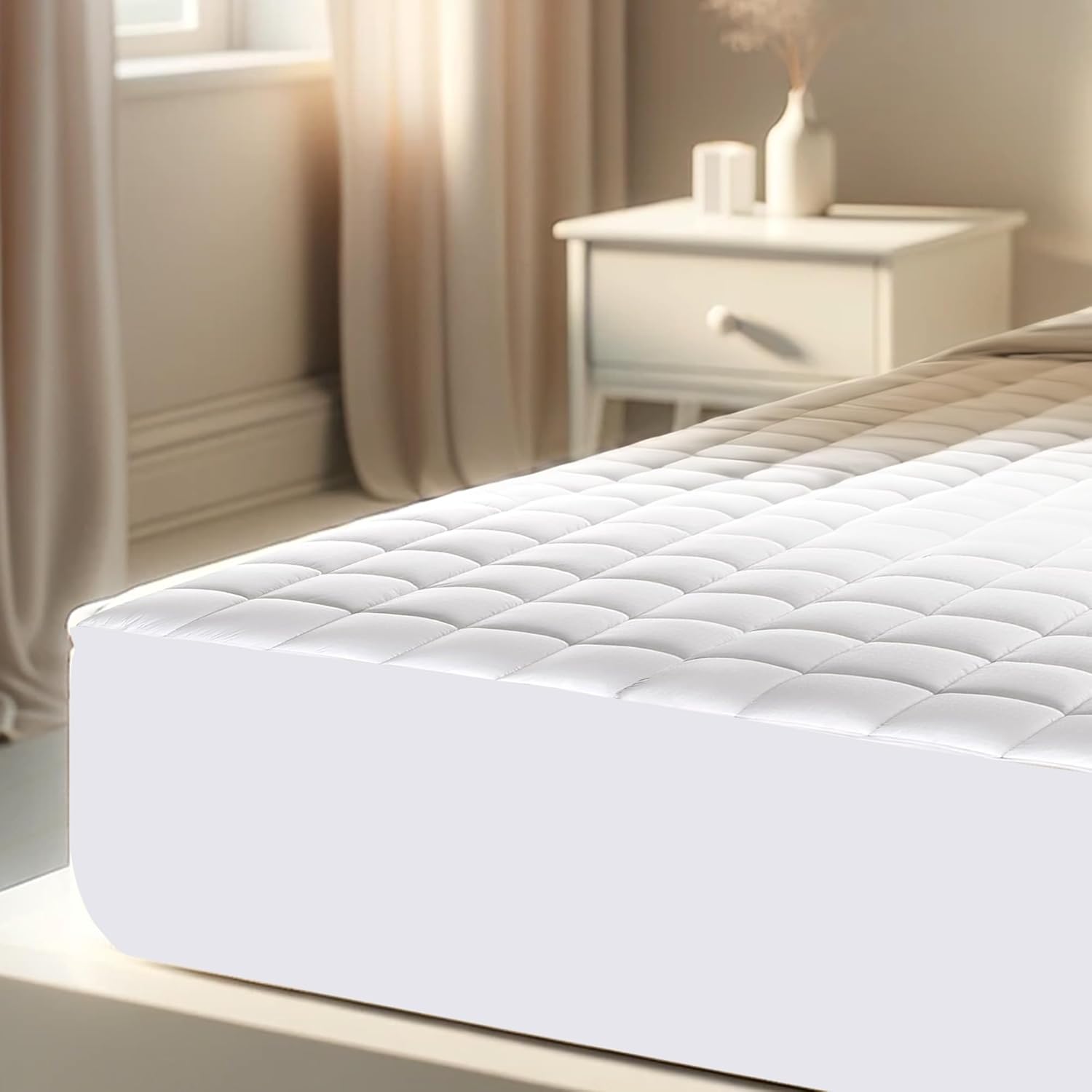 ArcticDreams: Cooling Infused Mattress Pad Protector by Continental Bedding - Sleep in Chill Comfort - Twin- 39x75x18 Inch White Twin