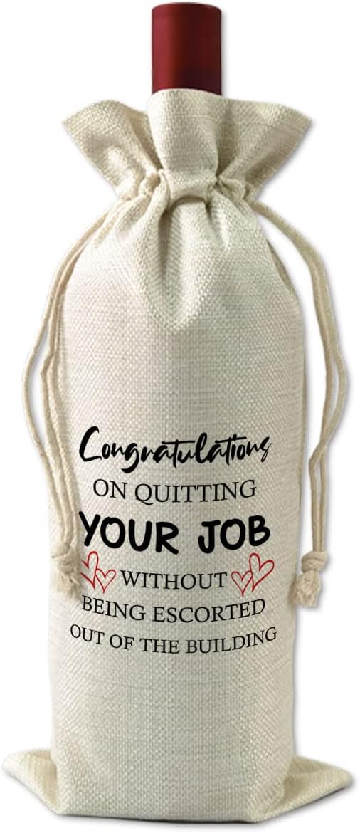 Coworker Resign Gifts, Colleague Goodbye Gifts, Farewell Gifts, Champagne Wine Bags Gift, Congratulations on Quitting Your Job without Being Escorted out of The Building