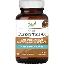 PURE ESSENCE LABS Organic Turkey Tail 4X Mushroom Extract, Vegan Mushrooms Supplement for Immune Building, 60 Capsules
