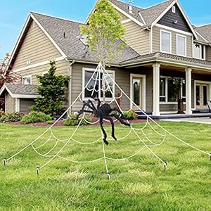 Wisolt Halloween decoratie Horror Halloween spinnenweb decoratie met 76 cm spinnendecoratie griezelig…