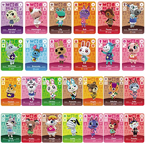 TPLGO 24 STK. ACNH NFC Tag Minispiel Seltener Charakter Dorfbewohner Karten für Animal Crossing New Horizons, Karten Serie 1-4 für Switch/Switch Lite/Wii U mit Aufbewahrungskoffer