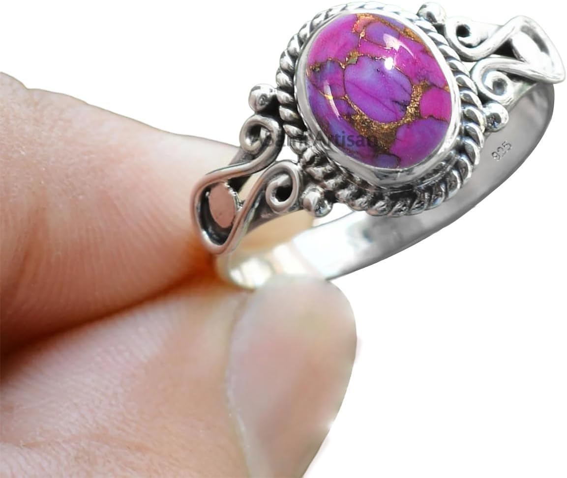 Handmade 925 Sterling Silver Rings with 6x8 Oval Natural Gemstones