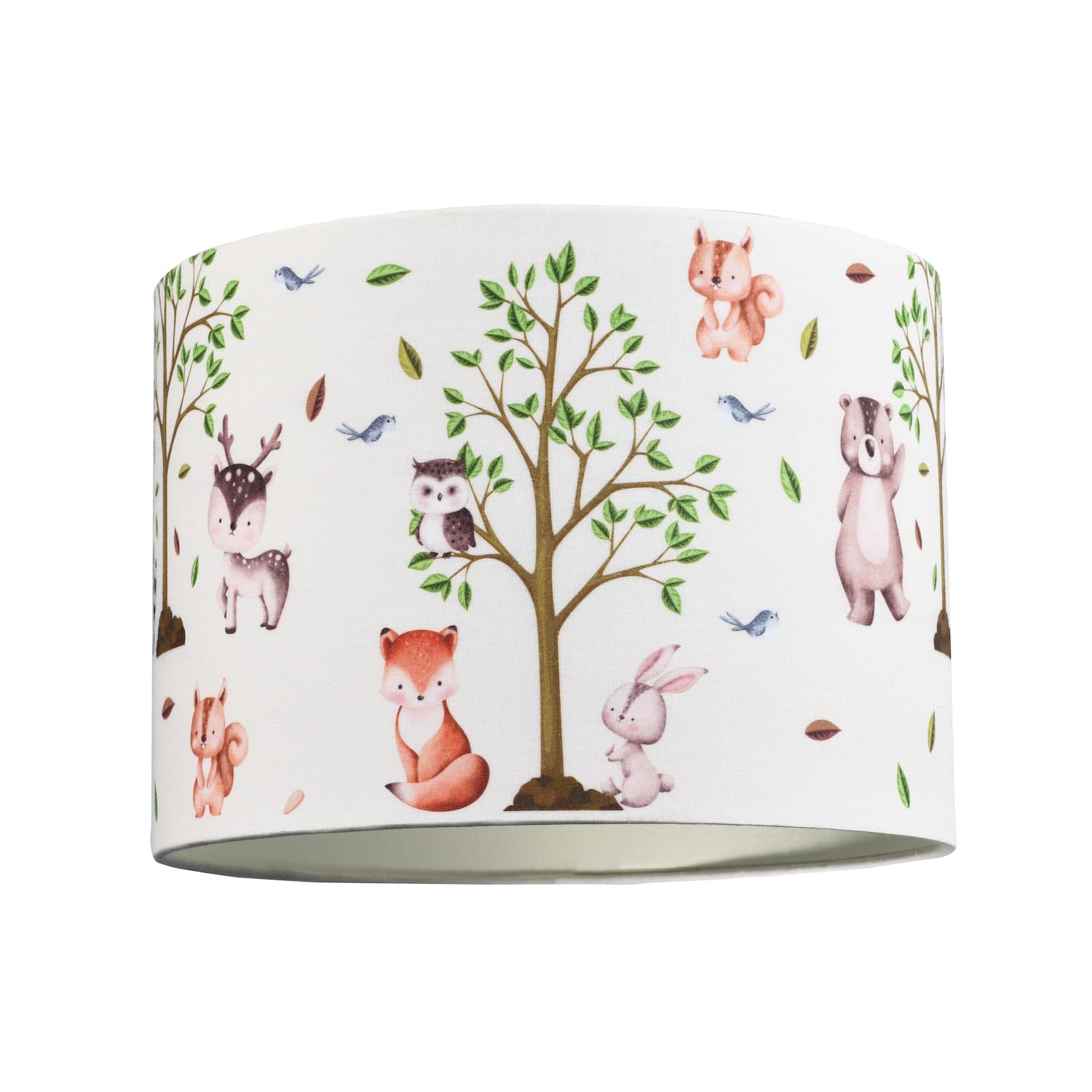 Happy Homewares Cute Woodland Animals Round Lamp Shade In Cotton FabricFoxes Owls Rabbits from B&Q