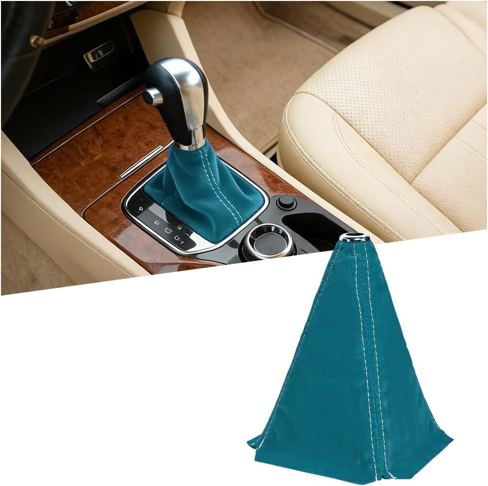 Car Shift Boot Cover, Suede Leather Vehicle Manual Automatic Gear Shift Knob Boot Dust Cover, Automotive Interior Protection Accessories, Universal for SUV Sedan Truck (Pink/White)