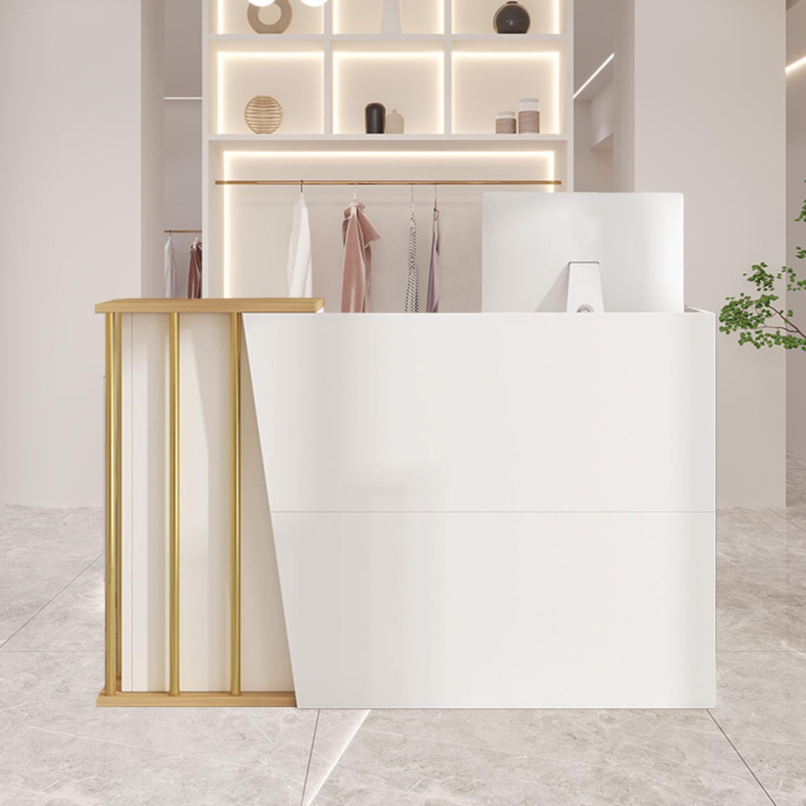 Empfangstisch Aus Massivholz Mit 2 Schubladen SchrankfäChern BüRo Rezeption FüR Friseur Hotel Praxis GroßE Arbeitsplatte Staubschutz Computer Kasse(Size:120CM,Color:a)
