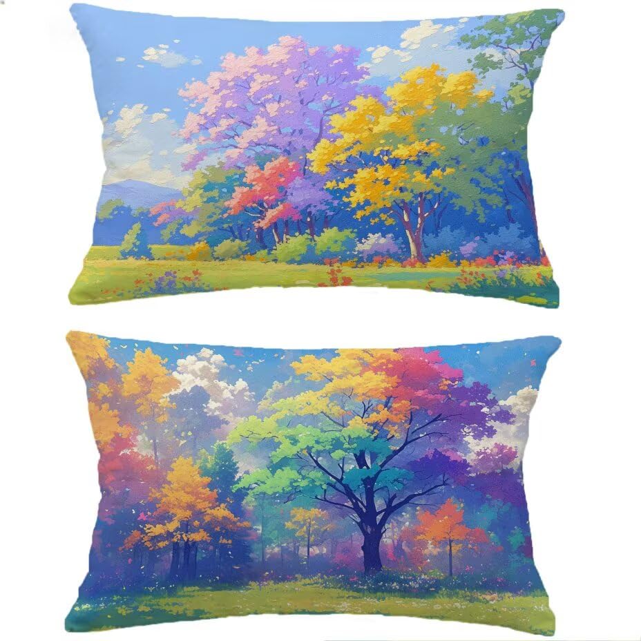 Housse de coussin imperméable 40x80 de jardin lot de 2 effet lin M-P711