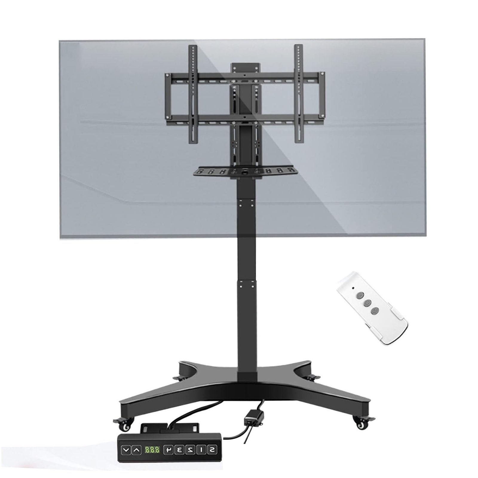 DFGHNBVC Universal Tv Stand, Motorized Tv Mount - Mobile Tv Cart On Wheels, Motorized Tv Lift, Mobile Tv Stand Cart With Height Adjustable, 4 Step Height Memory Function, Motorize