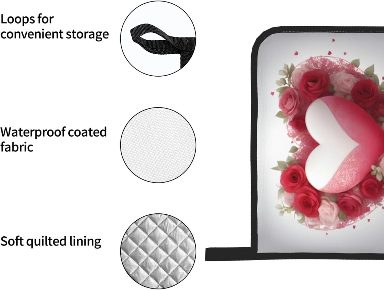 Romantic Heart Prints Kitchen Covers: Waterproof Oven Layers for Safe Cooking & Easy Cleanup - 4 Piece Heat Protection Set