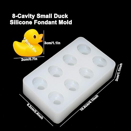 Vista 2 de Molde de silicona para fondant de 8 cavidades, molde de silicona para patos animales, chocolate, chocolate, molde de silicona para pato 3D