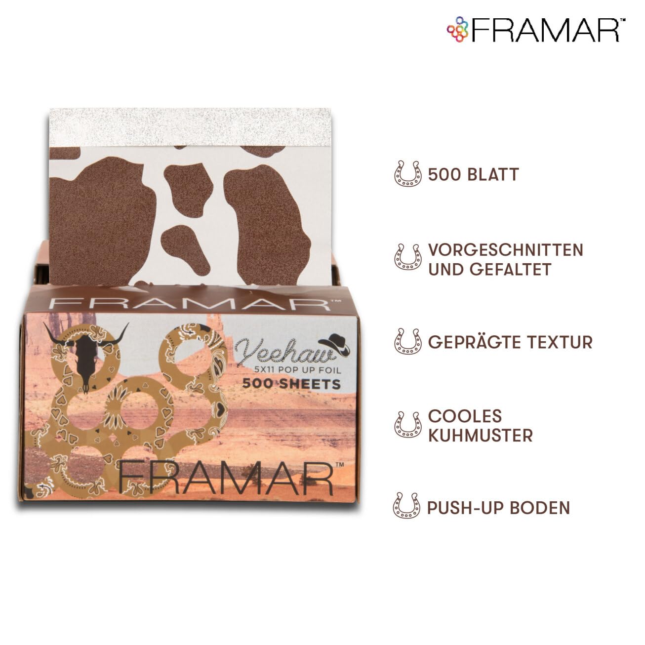 Framar Hair Foils For Highlighting - Cow Print Alligator Clips For Hair Styling