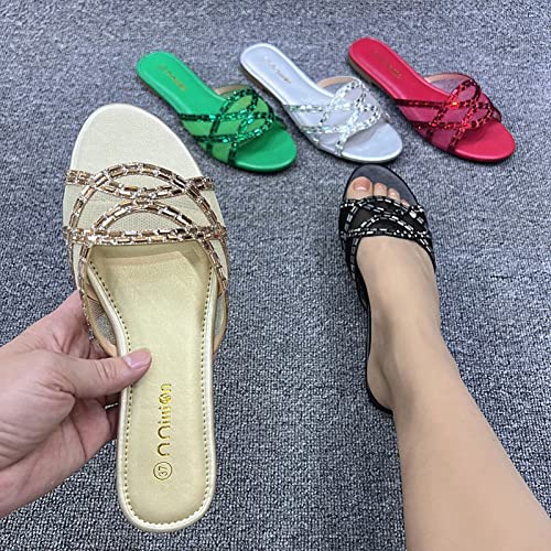 Chinelos femininos verão 2023 novo grande diamante plano moda casual chinelos de dedo aberto para mu