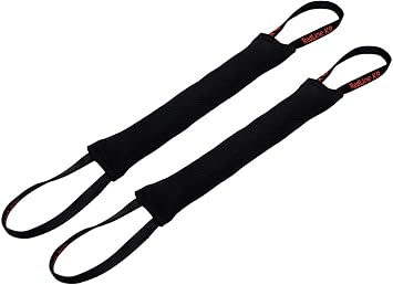 Redline K9 Bundle of 2 French Linen Dog Tug Toys 3" x 10" 2 Handles Black