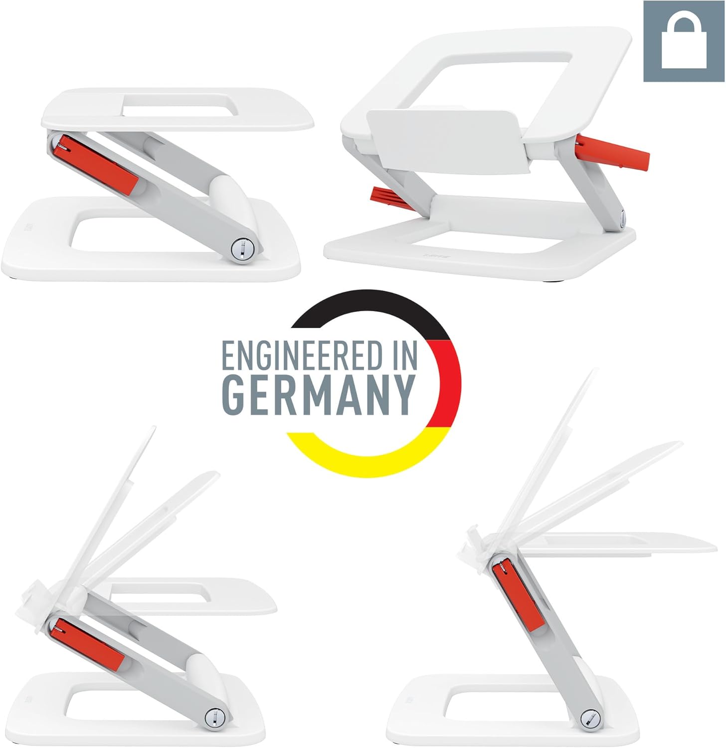 Leitz 64240001 Laptop Stand Adjustable in 6 Different Heights, Suitable for Computers with Monitors from 13" to 15", Ergo Range, 26 cm x 4.5 cm x 25.5 cm - White, 64240001