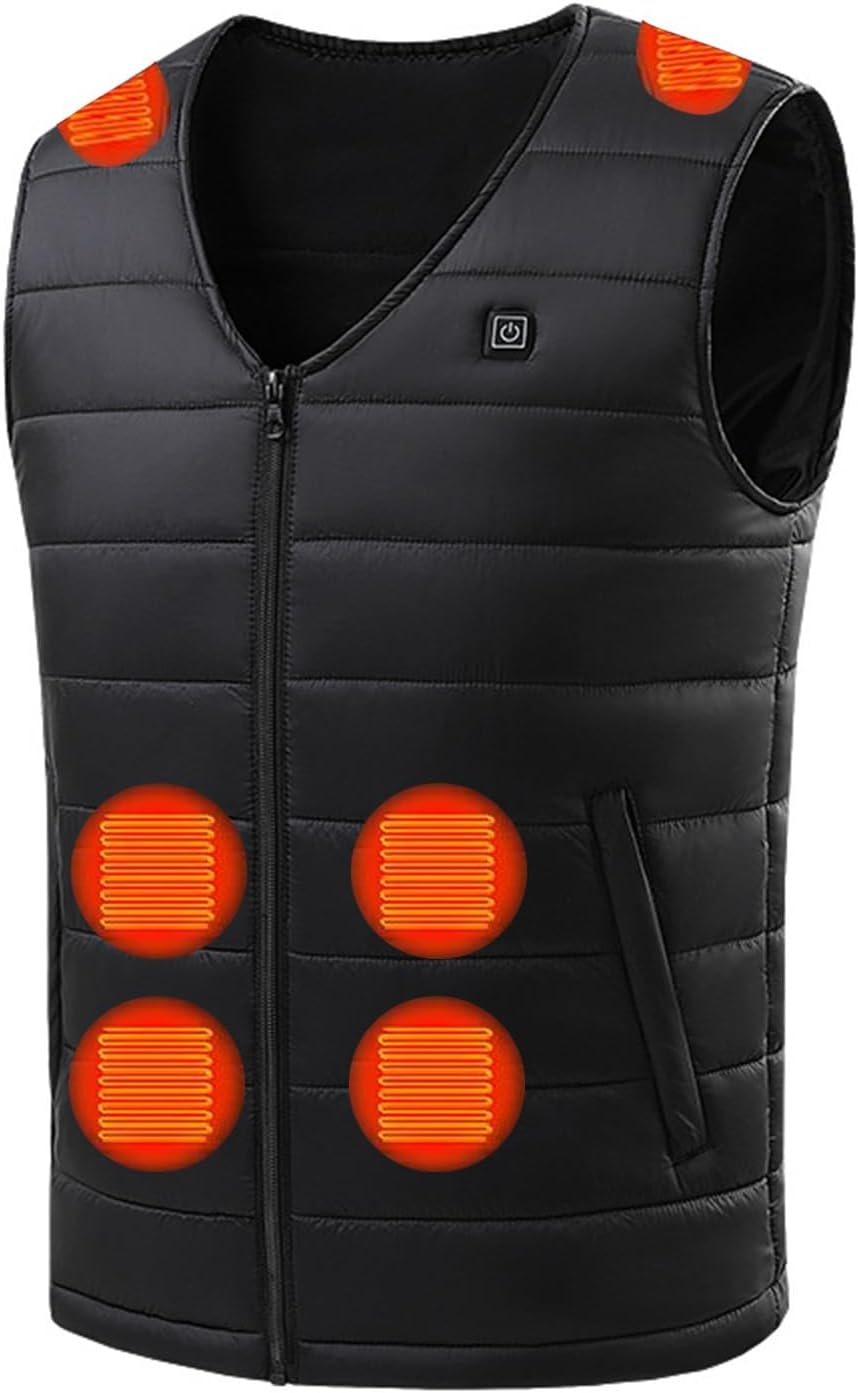 Heated Vest Womens Mens USB Rechargeable Smart Heating Waistcoat Winter Quilted Warm Zipper Sleeveless Warming Vests