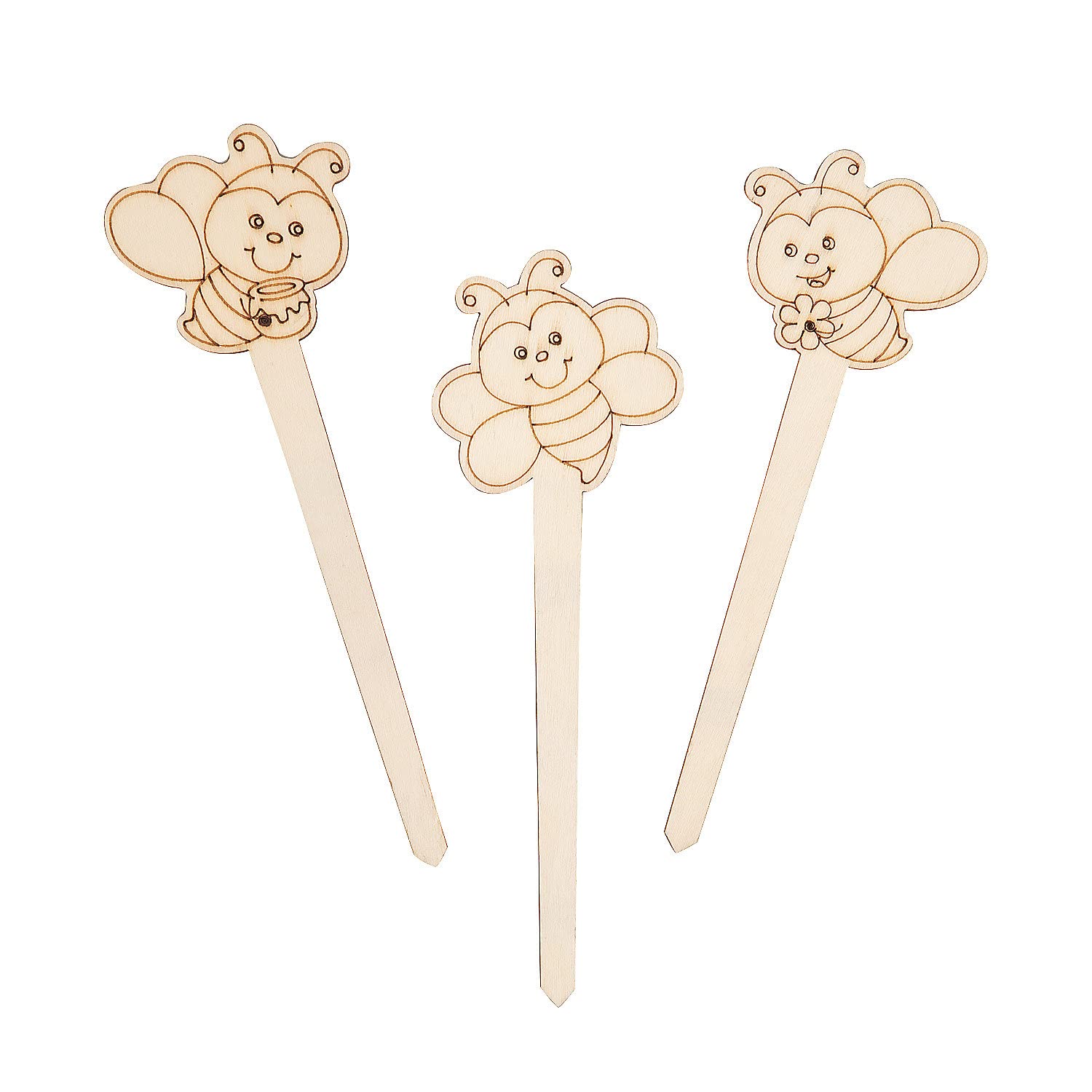 Fun Express Color Your Own Bee Plant Stakes – Customizable Garden Decor for Kids Craft Projects – Ideal for Outdoor & Indoor Gardens Perfect for DIY