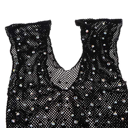 DYNWAVE Meia-calça masculina arrastão cristais, body gay, meia-calça, Preto, Sleeveless