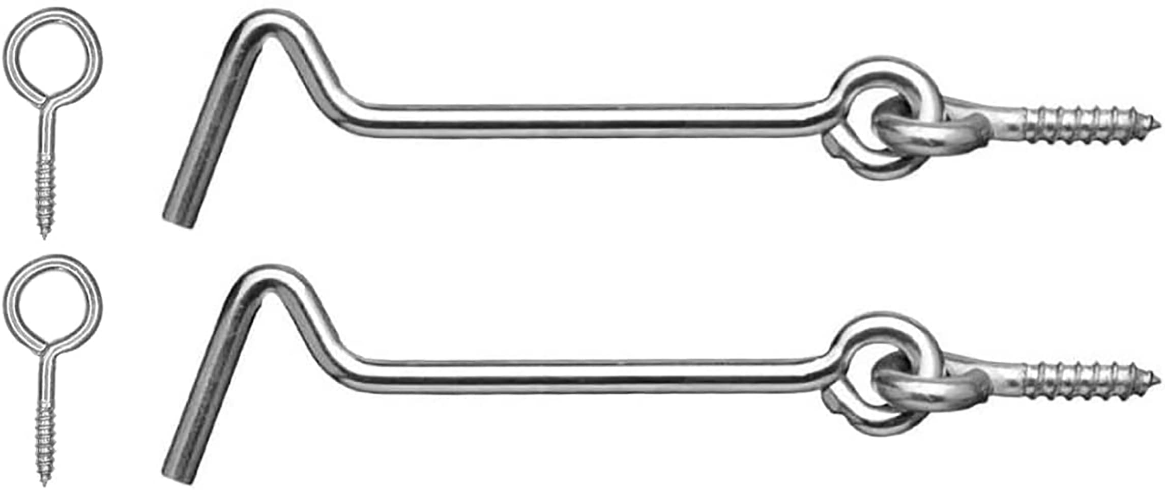 60mm Hook Lock Cabin Hook Eye Latch Privacy Hooks Door Lock Plating Finish for Gate Shutters Window Slide Barn Shed Door (Pack of 2)