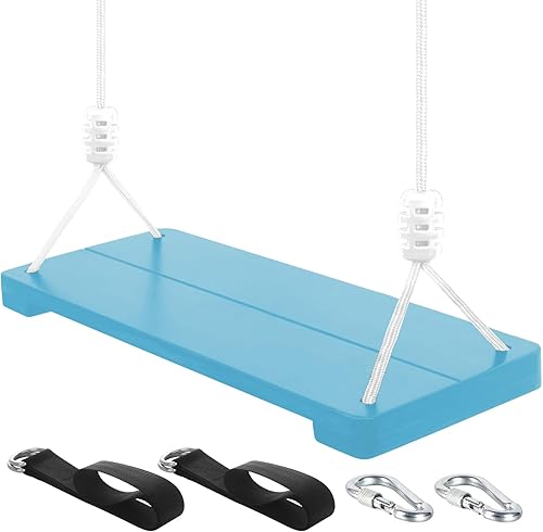 Miniatura 1 de Columpio de madera, columpio de árbol con correas para colgar para niños y adultos, columpio de cuerda ajustable de altura de 67 pulgadas para