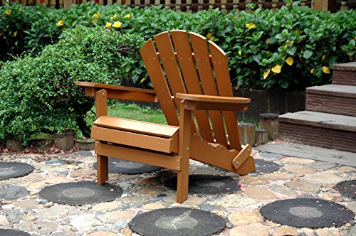 Merry Garden Faux Wood Folding Adirondack Chair with Pullout Ottoman, Outdoor, Garden, Lawn, Deck Chair - Thumbnail 2