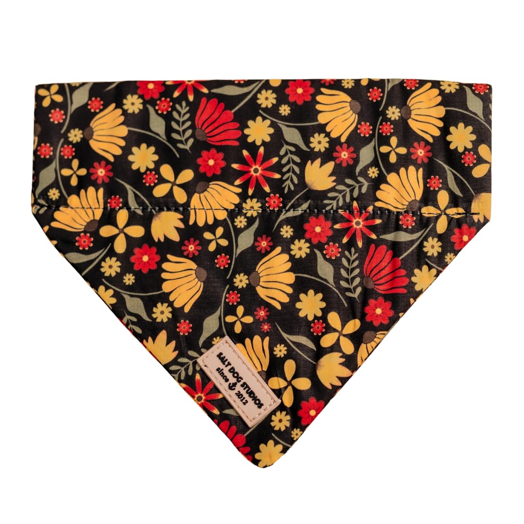 Salt Dog Studios Dog Bandana - Slip-On Dog Collar Bandana, Soft Cotton Dog Scarf for Small, Medium and Large Dogs, 19 (Folksy Flowers, Medium)