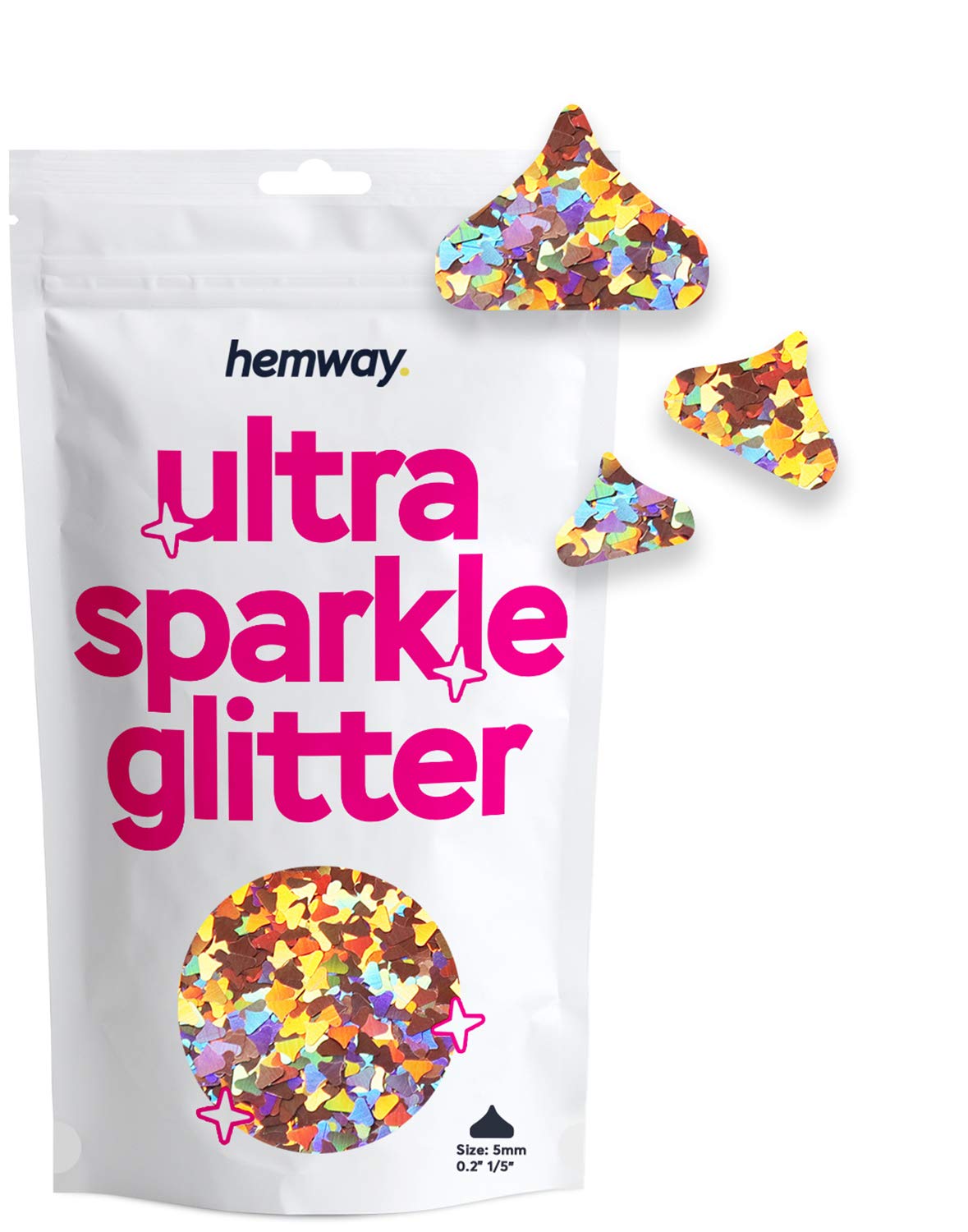 Hemway Ultra Sparkle Glitter Chocolate Drop Shape, 50g, Bronze Brown Holographic