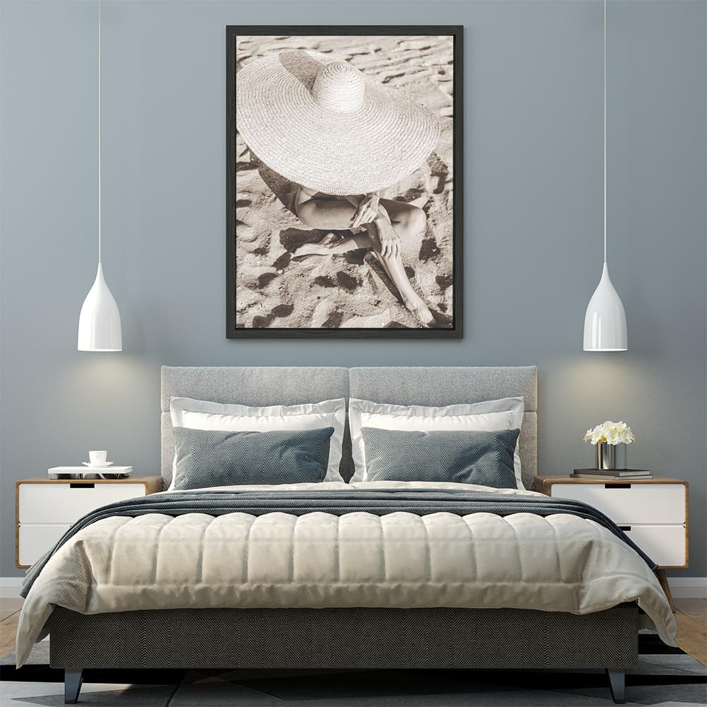 VERRE ART Printed Framed Canvas Painting for Home Decor Office Wall Studio Wall Living Room Decoration (45x60inch Black Floater) - Seaside Bliss I (2)