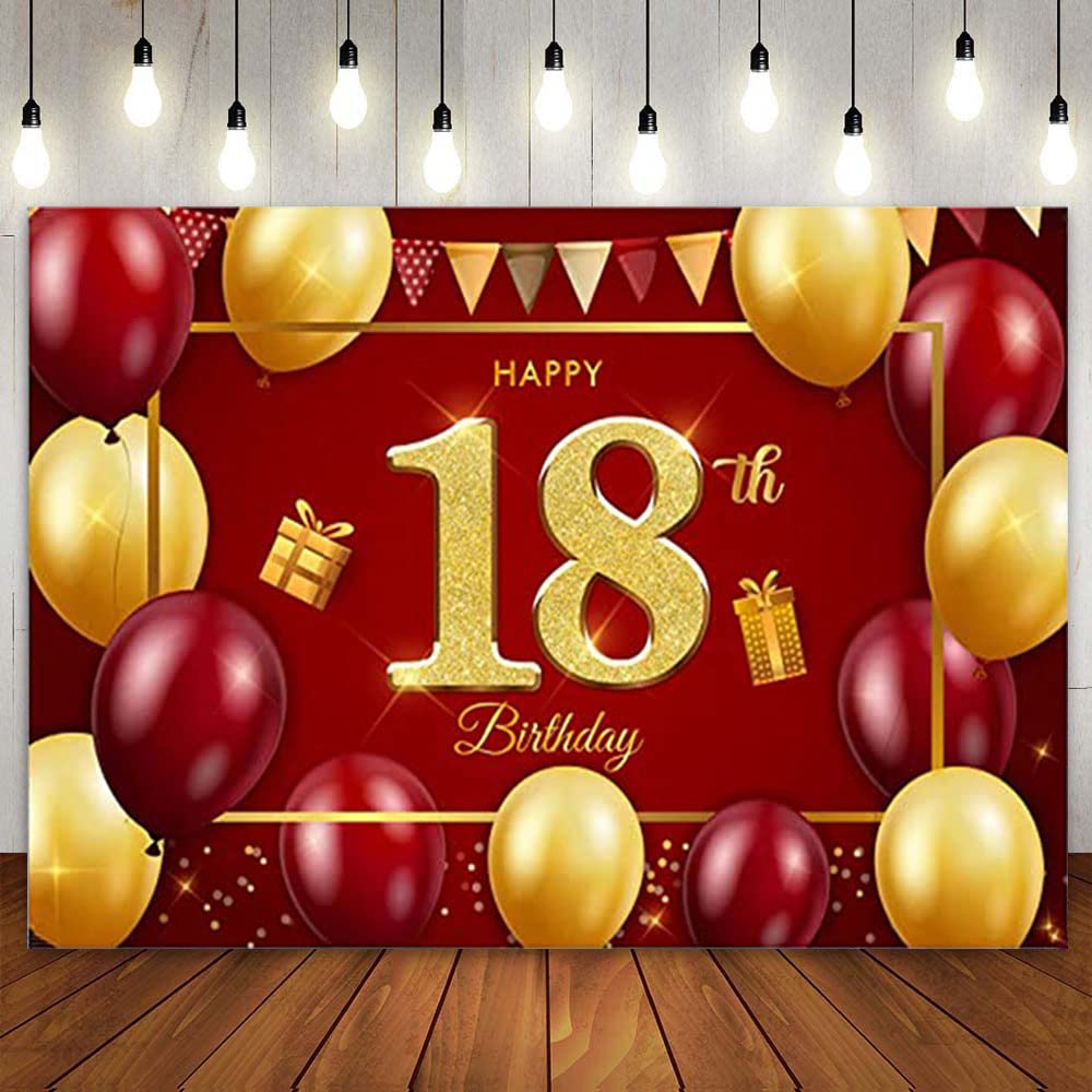 Striscione 18&deg; Compleanno - Banner 180x110cm, Tessuto Poliestere, Rosso E Nero