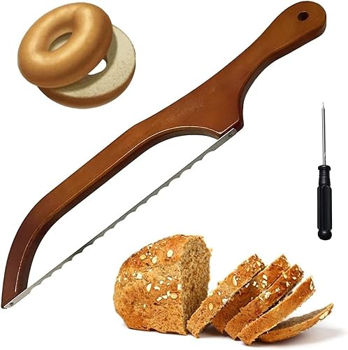 Cuchillo de lazo de pan para pan casero, cuchillo de pan dentado de 16 pulgadas, sándwich de baguettes de masa madre, acero inoxidable de alta